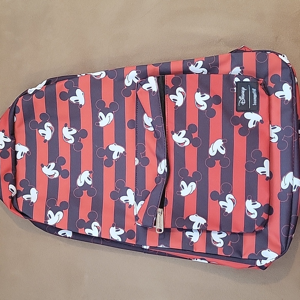 Loungefly Disney Striped Mickey Backpack - Red and Black